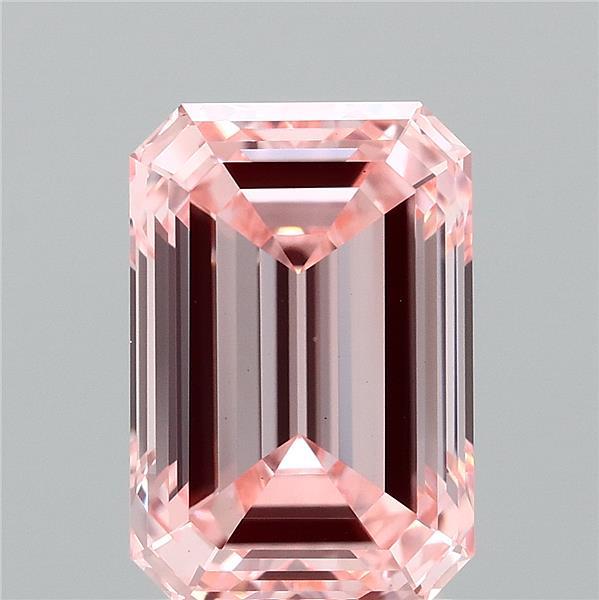 2.05 Carat Emerald Shaped, Ideal Cut, FANCY INTENSE PINK Color, VS1 Clarity, IGI Certified Lab Grown Diamond