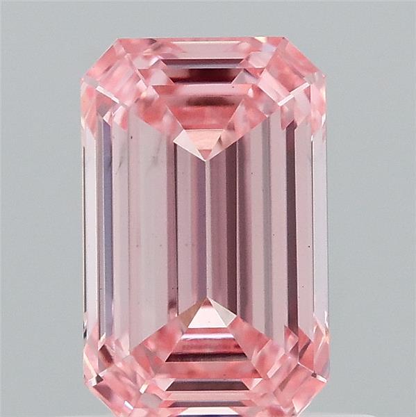 0.91 Carat Emerald Shaped, Ideal Cut, FANCY INTENSE PINK Color, VS1 Clarity, IGI Certified Lab Grown Diamond