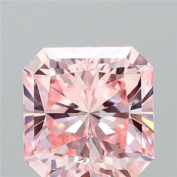2.50 Carat Radiant Shaped, Ideal Cut, FANCY INTENSE PINK Color, VS1 Clarity, IGI Certified Lab Grown Diamond