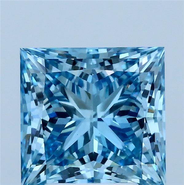 3.07 Carat Princess Shaped, Ideal Cut, FANCY VIVID BLUE Color, VS1 Clarity, IGI Certified Lab Grown Diamond