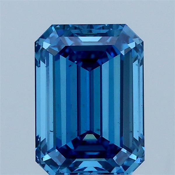 1.50 Carat Emerald Shaped, Ideal Cut, FANCY VIVID BLUE Color, VS2 Clarity, IGI Certified Lab Grown Diamond