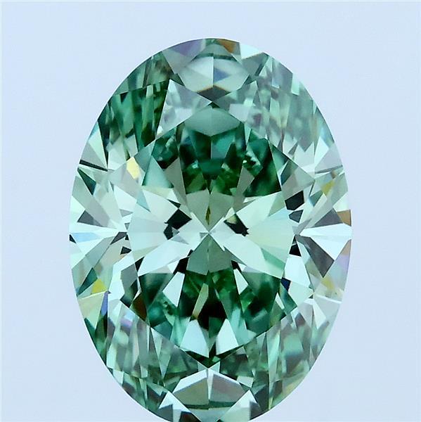 3.07 Carat Oval Shaped, Ideal Cut, FANCY VIVID GREEN Color, VS1 Clarity, IGI Certified Lab Grown Diamond
