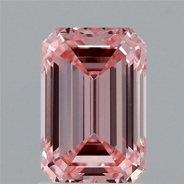 2.10 Carat Emerald Shaped, Ideal Cut, FANCY VIVID PINK Color, VS1 Clarity, IGI Certified Lab Grown Diamond