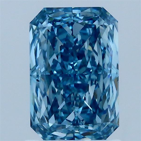 1.58 Carat Radiant Shaped, Ideal Cut, FANCY VIVID BLUE Color, VVS2 Clarity, IGI Certified Lab Grown Diamond