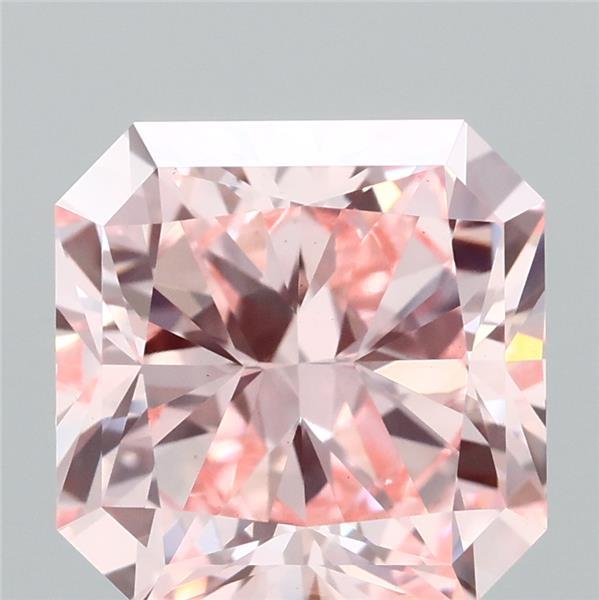 2.52 Carat Radiant Shaped, Ideal Cut, FANCY INTENSE PINK Color, VS1 Clarity, IGI Certified Lab Grown Diamond