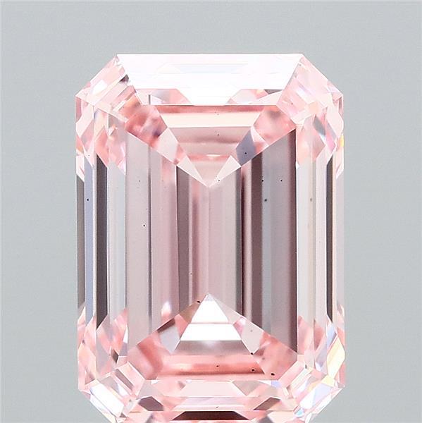 4.04 Carat Emerald Shaped, Ideal Cut, FANCY INTENSE PINK Color, VS2 Clarity, IGI Certified Lab Grown Diamond