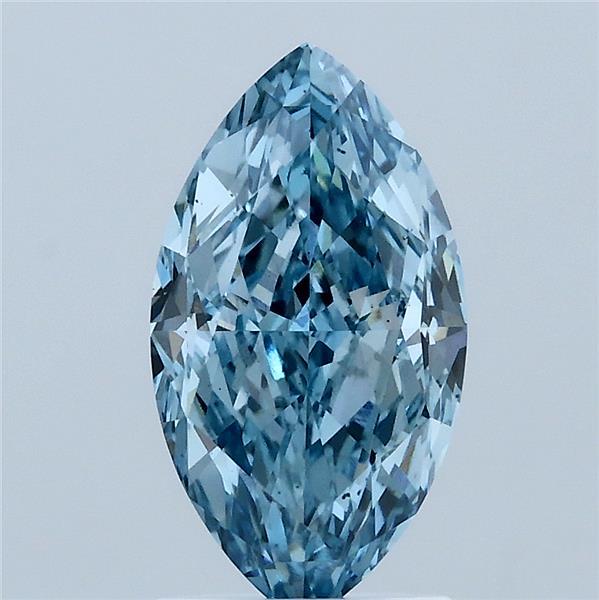 2.05 Carat Marquise Shaped, Ideal Cut, FANCY VIVID BLUE Color, VS2 Clarity, IGI Certified Lab Grown Diamond