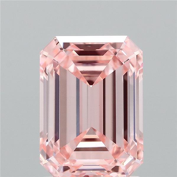 2.02 Carat Emerald Shaped, Ideal Cut, FANCY INTENSE PINK Color, VVS2 Clarity, IGI Certified Lab Grown Diamond