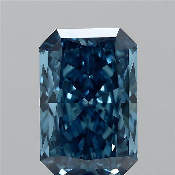 2.00 Carat Radiant Shaped, Ideal Cut, FANCY VIVID BLUE Color, VVS2 Clarity, IGI Certified Lab Grown Diamond