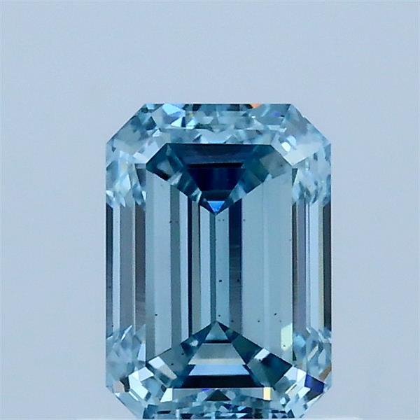 1.00 Carat Emerald Shaped, Very Good Cut, FANCY INTENSE BLUE Color, VS2 Clarity, IGI Certified Lab Grown Diamond