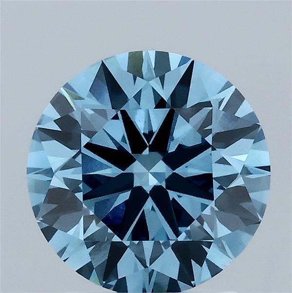 2.06 Carat Round Shaped, Ideal Cut, FANCY VIVID BLUE Color, VS1 Clarity, IGI Certified Lab Grown Diamond