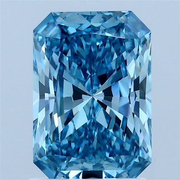 1.58 Carat Radiant Shaped, Ideal Cut, FANCY VIVID BLUE Color, VS1 Clarity, IGI Certified Lab Grown Diamond