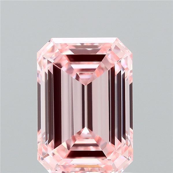 2.03 Carat Emerald Shaped, Ideal Cut, FANCY INTENSE PINK Color, VVS2 Clarity, IGI Certified Lab Grown Diamond