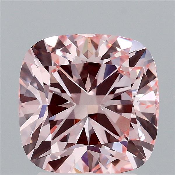 3.09 Carat Cushion Shaped, Ideal Cut, FANCY INTENSE PINK Color, VS1 Clarity, IGI Certified Lab Grown Diamond