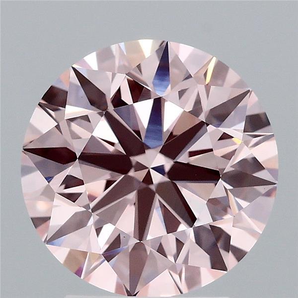 3.05 Carat Round Shaped, Ideal Cut, FANCY INTENSE PINK Color, VS1 Clarity, IGI Certified Lab Grown Diamond