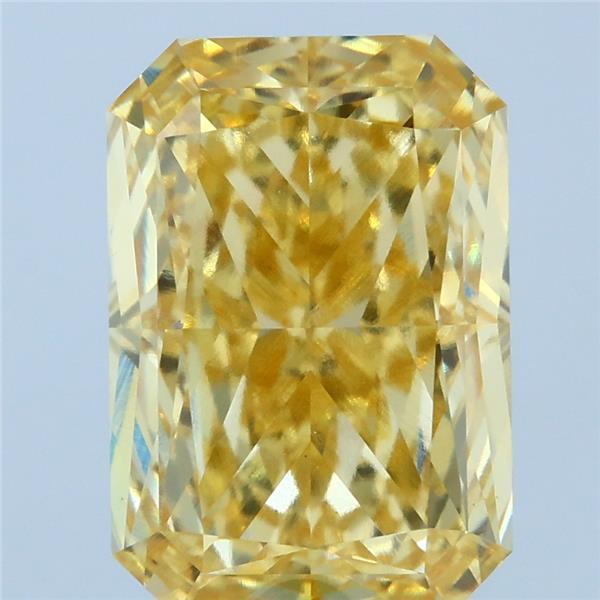 5.19 Carat Radiant Shaped, Ideal Cut, FANCY INTENSE YELLOW Color, VS1 Clarity, IGI Certified Lab Grown Diamond