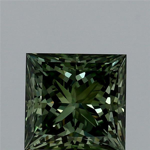 2.22 Carat Princess Shaped, Ideal Cut, FANCY VIVID GREEN Color, VVS2 Clarity, IGI Certified Lab Grown Diamond