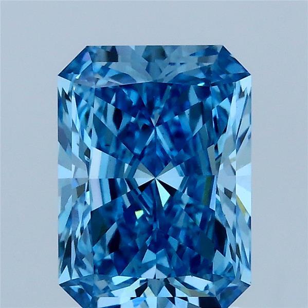 1.94 Carat Radiant Shaped, Ideal Cut, FANCY VIVID BLUE Color, VS1 Clarity, IGI Certified Lab Grown Diamond
