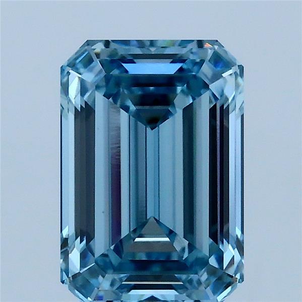 2.00 Carat Emerald Shaped, Ideal Cut, FANCY VIVID BLUE Color, VVS2 Clarity, IGI Certified Lab Grown Diamond