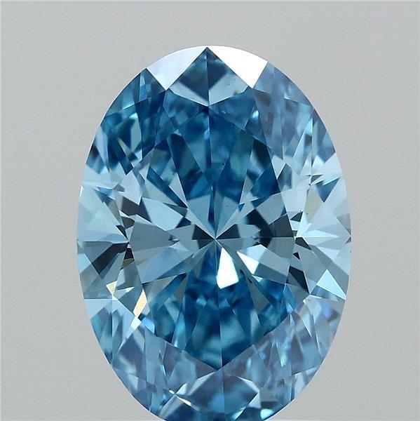 1.69 Carat Oval Shaped, Ideal Cut, FANCY VIVID BLUE Color, VS1 Clarity, IGI Certified Lab Grown Diamond