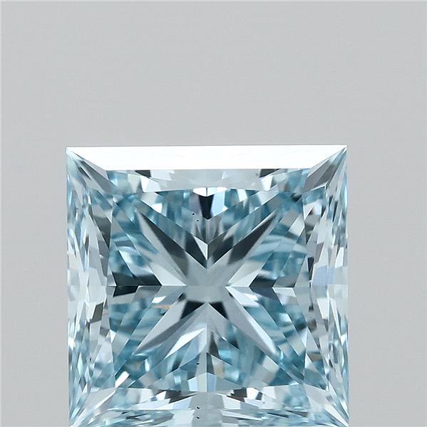 2.53 Carat Princess Shaped, Ideal Cut, FANCY VIVID BLUE Color, VS1 Clarity, IGI Certified Lab Grown Diamond