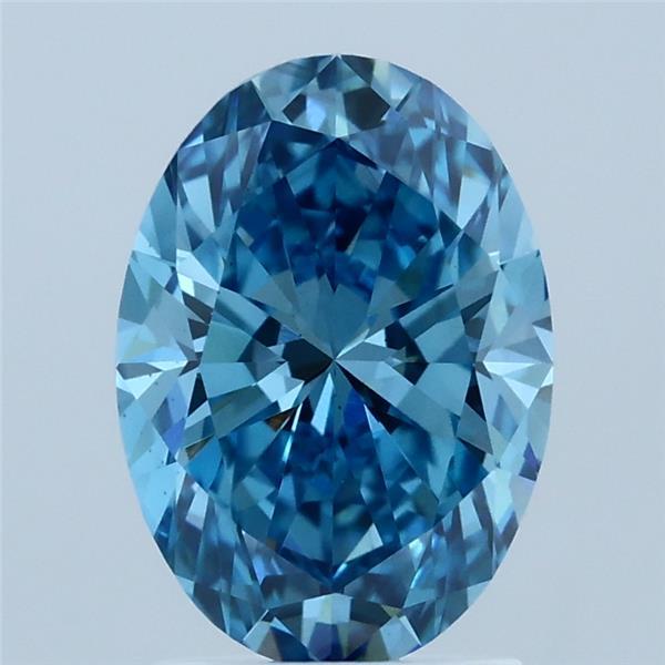 2.00 Carat Oval Shaped, Excellent Cut, FANCY VIVID BLUE Color, VS1 Clarity, IGI Certified Lab Grown Diamond