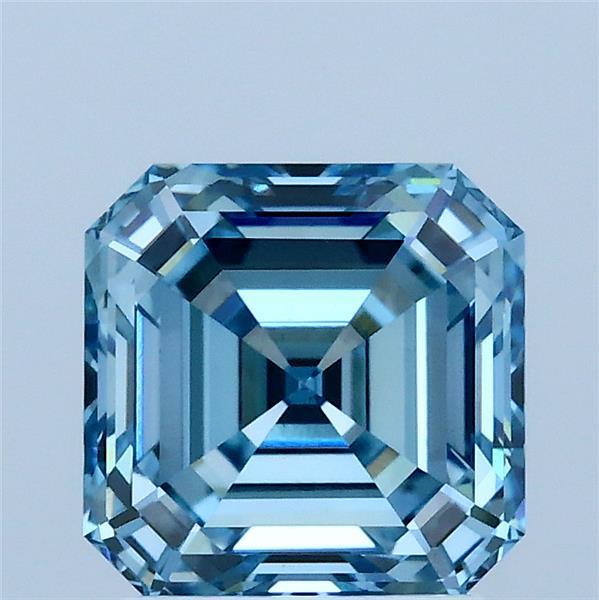 2.06 Carat Asscher Shaped, Ideal Cut, FANCY VIVID BLUE Color, VS1 Clarity, IGI Certified Lab Grown Diamond