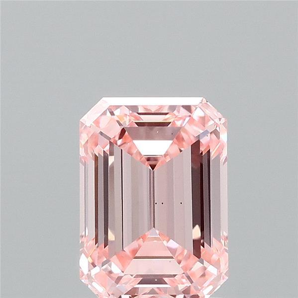1.52 Carat Emerald Shaped, Ideal Cut, FANCY INTENSE PINK Color, VS1 Clarity, IGI Certified Lab Grown Diamond