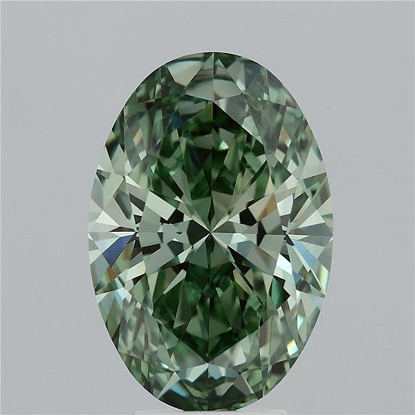 5.09 Carat Oval Shaped, Ideal Cut, FANCY VIVID GREEN Color, VVS2 Clarity, IGI Certified Lab Grown Diamond