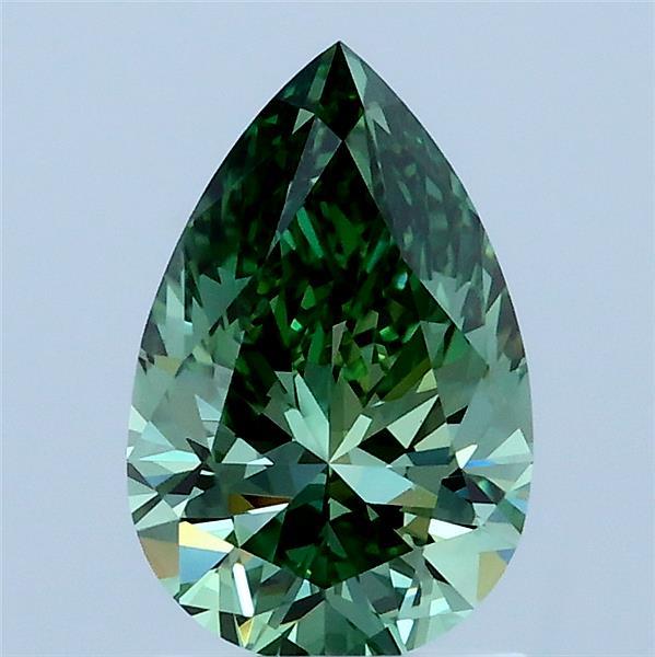 1.31 Carat Pear Shaped, Ideal Cut, FANCY VIVID GREEN Color, VVS2 Clarity, IGI Certified Lab Grown Diamond