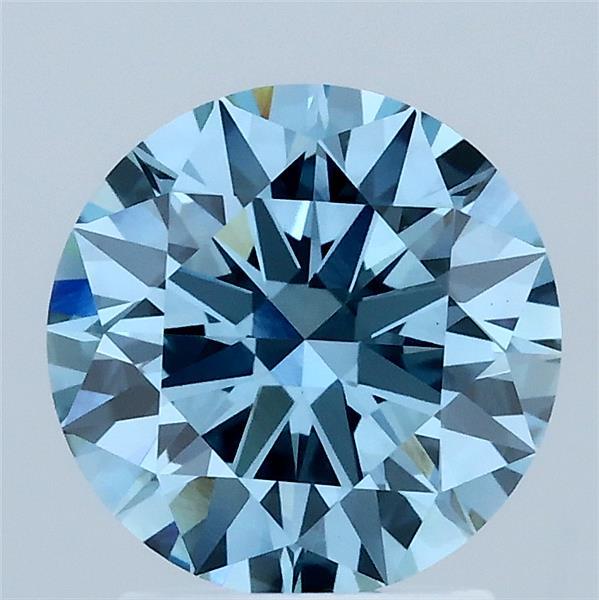 2.02 Carat Round Shaped, Ideal Cut, FANCY VIVID BLUE Color, VS1 Clarity, IGI Certified Lab Grown Diamond