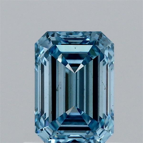 0.97 Carat Emerald Shaped, Ideal Cut, FANCY VIVID BLUE Color, VVS2 Clarity, IGI Certified Lab Grown Diamond