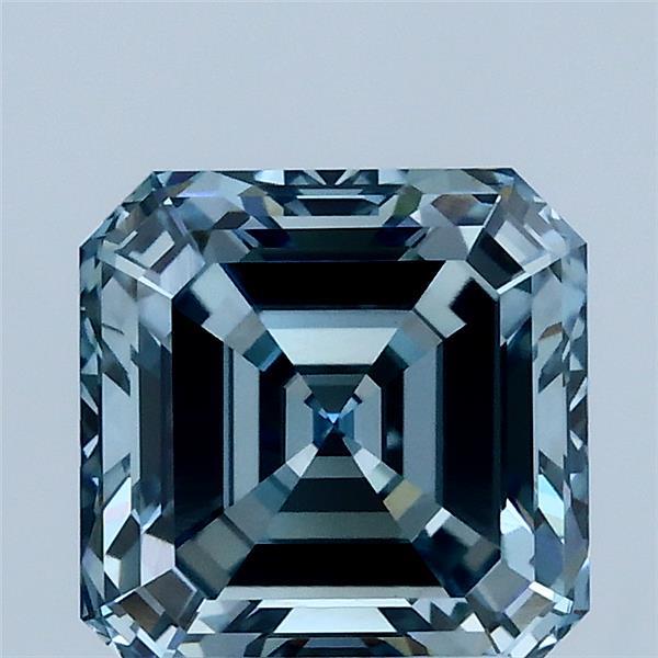 2.14 Carat Asscher Shaped, Ideal Cut, FANCY INTENSE BLUE Color, VS1 Clarity, IGI Certified Lab Grown Diamond