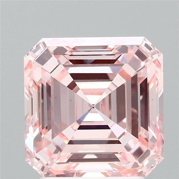 3.03 Carat Asscher Shaped, Ideal Cut, FANCY INTENSE PINK Color, VS1 Clarity, IGI Certified Lab Grown Diamond