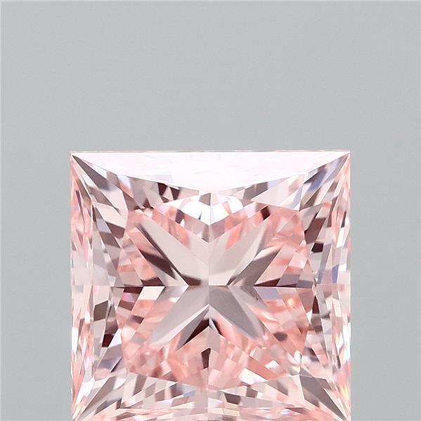 2.16 Carat Princess Shaped, Ideal Cut, FANCY INTENSE PINK Color, VS1 Clarity, IGI Certified Lab Grown Diamond