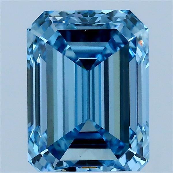2.01 Carat Emerald Shaped, Ideal Cut, FANCY VIVID BLUE Color, VS1 Clarity, IGI Certified Lab Grown Diamond