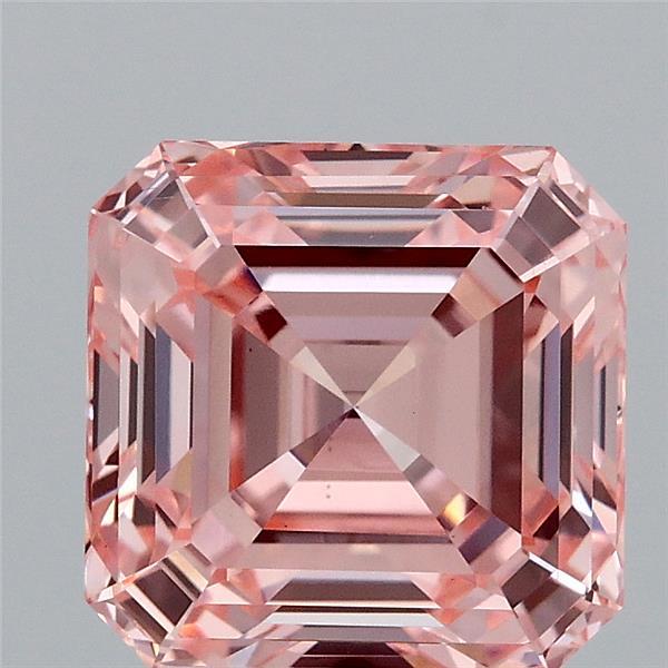 3.06 Carat Asscher Shaped, Ideal Cut, FANCY VIVID PINK Color, VS1 Clarity, IGI Certified Lab Grown Diamond