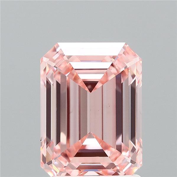 2.02 Carat Emerald Shaped, Ideal Cut, FANCY VIVID PINK Color, VS1 Clarity, IGI Certified Lab Grown Diamond