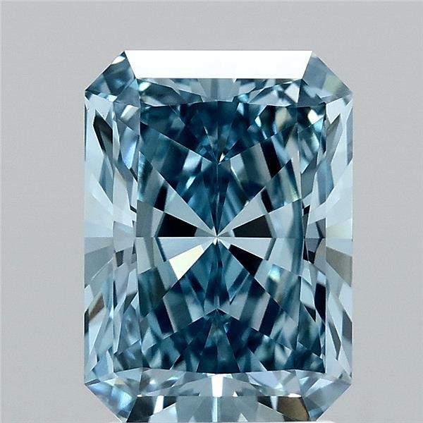 2.65 Carat Radiant Shaped, Ideal Cut, FANCY VIVID BLUE Color, VVS2 Clarity, IGI Certified Lab Grown Diamond