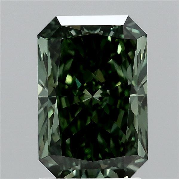 2.14 Carat Radiant Shaped, Ideal Cut, FANCY VIVID GREEN Color, VS1 Clarity, IGI Certified Lab Grown Diamond