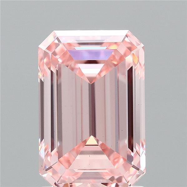 2.09 Carat Emerald Shaped, Ideal Cut, FANCY INTENSE PINK Color, VS1 Clarity, IGI Certified Lab Grown Diamond