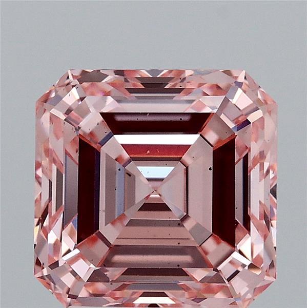 3.01 Carat Asscher Shaped, Ideal Cut, FANCY VIVID PINK Color, VS2 Clarity, IGI Certified Lab Grown Diamond