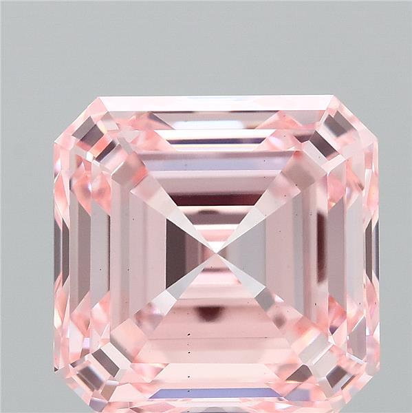 3.50 Carat Asscher Shaped, Ideal Cut, FANCY INTENSE PINK Color, VS1 Clarity, IGI Certified Lab Grown Diamond