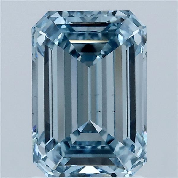 2.02 Carat Emerald Shaped, Ideal Cut, FANCY VIVID BLUE Color, VVS2 Clarity, IGI Certified Lab Grown Diamond