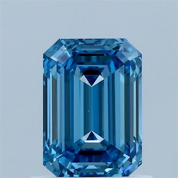 1.03 Carat Emerald Shaped, Ideal Cut, FANCY VIVID BLUE Color, VS1 Clarity, IGI Certified Lab Grown Diamond