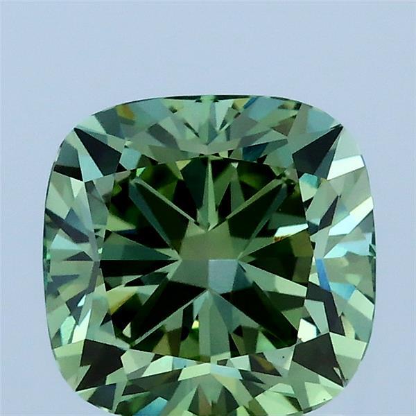 2.03 Carat Cushion Shaped, Ideal Cut, FANCY VIVID GREEN Color, VS1 Clarity, IGI Certified Lab Grown Diamond