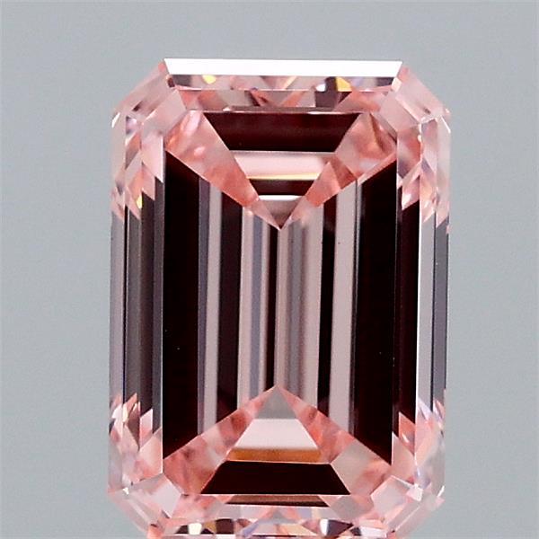 1.51 Carat Emerald Shaped, Ideal Cut, FANCY INTENSE PINK Color, VS1 Clarity, IGI Certified Lab Grown Diamond