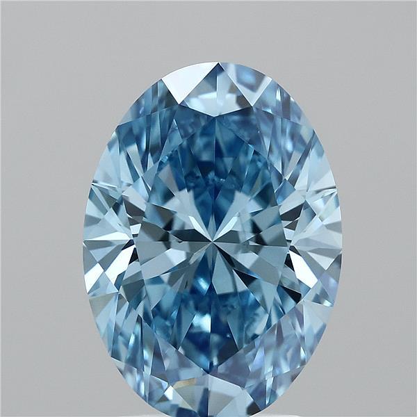2.86 Carat Oval Shaped, Ideal Cut, FANCY VIVID BLUE Color, VVS2 Clarity, IGI Certified Lab Grown Diamond