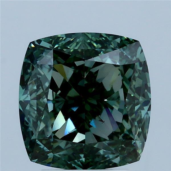 4.08 Carat Cushion Shaped, Excellent Cut, FANCY VIVID GREEN Color, VS2 Clarity, IGI Certified Lab Grown Diamond