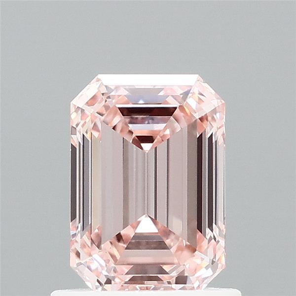 1.06 Carat Emerald Shaped, Ideal Cut, FANCY INTENSE PINK Color, VS1 Clarity, IGI Certified Lab Grown Diamond